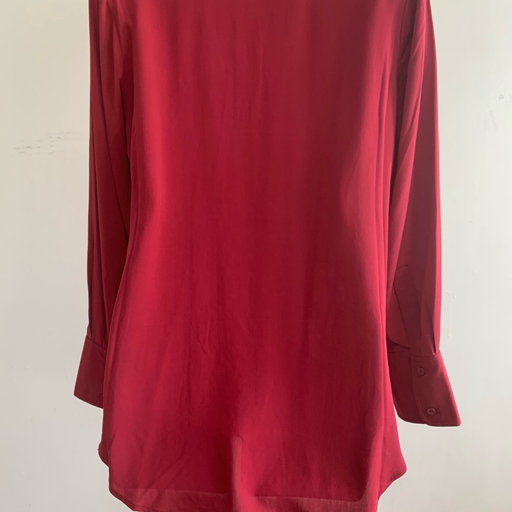 Old Navy Cranberry Collarless Small Button Down Tunic - Picture 6 of 7